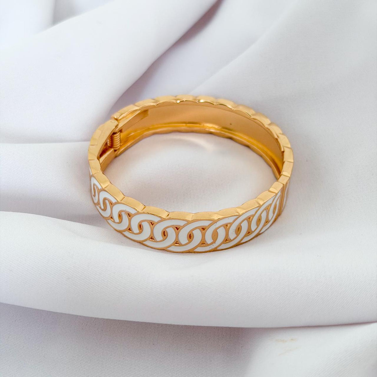 Bracelete Lumyara Élysée Branco Dourado